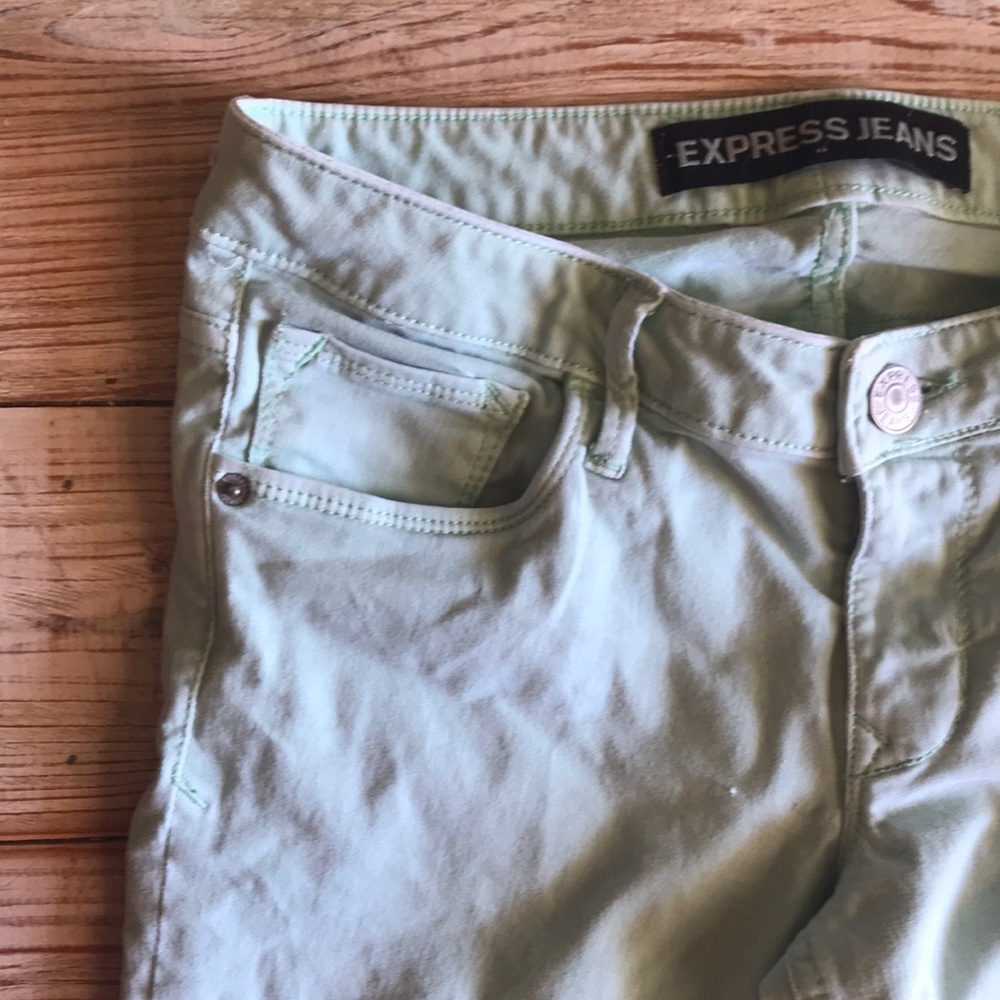 Express jeggings, green, size 4